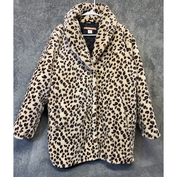 Tudor Court Vintage Animal Print Fleece Coat Women's Size XL - Picture 1 of 9